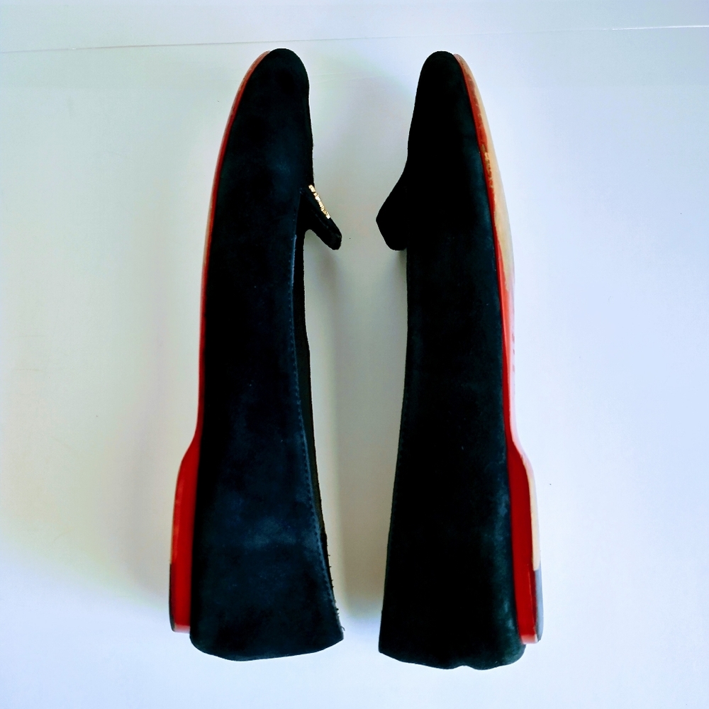 YSL Yves Saint Laurent Black Suede Shoes.(Size 37) Made in Italy. Gold-tone Logo - Picture 6 of 14